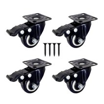 철물파크 검정 베어링 캐스터 바퀴 1.5인치 회전 브레이크, 4개