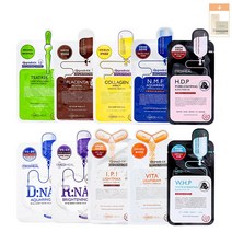메디힐 마스크팩 10매입 (+1ml 샘플증정) 티트리 NMF RNA DNA 비타 라이트빔 콜라겐 플라센타 IPI WHP HDP, 1개, HDP 포어스탬핑 블랙 마스크 10매