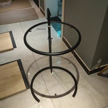 현대 투명 테이블 커피 중세 금속 리프팅 유리 사이드 캐논 렌즈 모델 라운드 수조, 02 Black-transparent