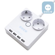 보코 USB 멀티탭 2구 1.5M 납작 책상 멀티 콘센트, 2구 4USB 화이트