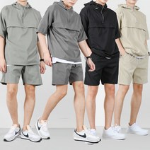 벤티브 남자 반팔 후드아노락 우븐쇼츠 빅사이즈 여름 트레이닝복 상의하의