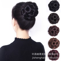 허창 가발 공장 도매 아홉 송이 꽃 가방 집게 꽂다 빗 모양 신부 곱슬머리 봉오리 한 벌 대리 머리, 와인