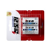 쎈도리 알카라인 건전지 캠핑조명 휴대용 랜턴 손선풍기 장난감 도어락 게임기 조이스틱 에어컨리모컨 TV리모콘 리모트컨트롤러 무드등 센서등 시계 배터리 가스레인지 점화용 후레쉬, 쎈도리 알카라인 건전지 C형 2개입 LR14 1.5V