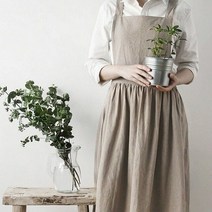 데님 앞치마 카페 바리스타 미용 사 실 애견 보육 교사 제과제빵 영업용 특이한 작업 북유럽 여성 레이디, 01 Creamy White_01 M