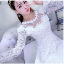 [Kingfishe]오프숄더 원피스 레이스 미니 원피스 여성 Qdian25410YZ06