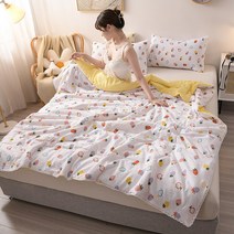 워싱 솜 여름 찬 이불 에어컨 이불 순면 프린트 싱글 2인용 여름 이불 활동 선물 이불