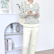 여성 스트라이프 럭비 니트 칼라 티셔츠 가을니트 여성긴팔니트 나들이룩