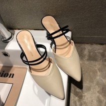 슈즈여봄 신발패션하 이힐뮬러백헤드반 슬리퍼두 하이힐