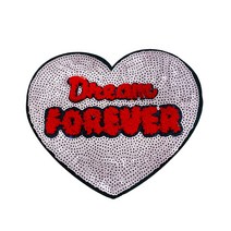 영화사 Dream forever 하트 스팽글 뽀글이 와펜, 1개, 레드