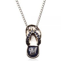 MLB Milwaukee Brewers 크리스탈 플립플롭 목걸이