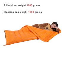 추운 날씨에 적합한 큰 스타일 흰색 구스 다운 부드러운 성인 침낭, 오렌지 1500g
