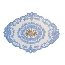 로즈하오 북유럽 감성 다이아몬드 쉐입 꽃자수 레이스 매트, 6장, 블루