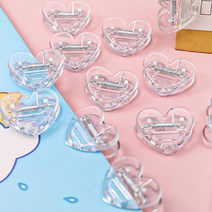 미니 하트집게 투명 서류 메모 홀더 10P 집기 정리 문서 문구용 바인더 집게클립 클립