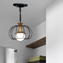 케이지 1등 펜던트 LED 식탁등 인테리어 조명, 케이지 1등 펜던트+볼구12W짧은목(전구색) 1개