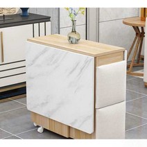 주방 이동식 테이블 부엌 식탁 홈바 보조 조리대 선반, 1.4+4스툴소프트백+인조화이트스톤+블랙바디