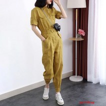 puildaug 벨트 배달 역 캐주얼 오버웨어 점프 수트 여성 점프 수트 봄과 여름 느슨한 바지 세트