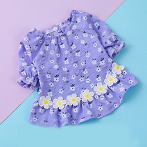 데이지 드레스 애완 동물 옷 개 고양이 여름 꽃 공주 포메 라니아 Bichon 테디 작은 얇은 치마 용품, 02 보라색_03 M