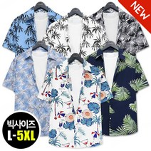 반팔항맛잔꽃셔츠 하와이커즈핏캐주얼플라워남방 비치바캉스루즈셔츠