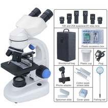 광학현미경 디지털확대경 새학기 생물 현미경 40-2000X 쌍안 상단/하단 LED 조명 2.0MP USB 카메라 100 조, 01 Microscope