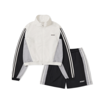 널디 우먼스 컬러블락 크롭 윈드브레이커 세트 블랙