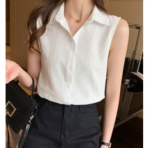 패션시그널 패션시그널 솔리드 민소매 셔츠 블라우스