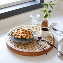 라탄 케인 트레이 원형 - 대 (약 30cm) 1p, 1개