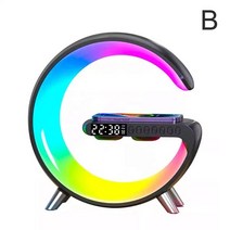 다기능 알람 시계 야간 조명 블루투스 스피커 앰비언트 충전기 책상 Rgb 램프 무선 15w Ligh O7o0 7308, 02 Black