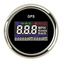 오토바이 안테나 오토바이안테나 케이블 장식 경광등 보트 선박용 52mm 방수 gps 속도계 게이지 속도 센서 및 gps 안테나가있는 0 999 mph kmh 노트 주행 호환, bs