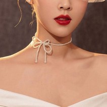 셀프 웨딩 장식 리본 초커 목걸이 A160