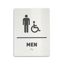Men Restroom Identification Sign - Wheelchair Accessible ADA Compliant Bathroom Sign Raised Icons, 1