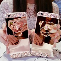 아이폰 갤럭시 베어스탠드 큐빅 미러 핑거링 키링 링그립톡 12 S21 블링블링케이스, 아이폰X(XS 호환), 골드