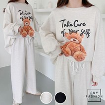 스윗베어 트레이닝세트 여성 루즈핏 긴팔티셔츠 허리밴딩 와이드팬츠 여자 트레이닝복세트 캐주얼 추리닝 투피스 세트