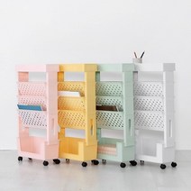 마켓비 이동식 책꽂이 학습 트롤리 미니 북엔드 책상 북카트 간이 북앤드 북트리 정리함, 그린