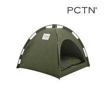 PCTN 원터치 애견텐트 고양이하우스 냥댕이 글램핑 방석쿠션 텐트집, 그린 (M)