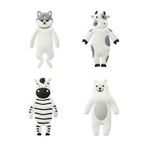 서후네 2+2 흡착식 재사용 가능 귀여운 동물원 인테리어 후크, 4개, 혼합