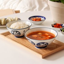 일본 예쁜 도자기 밥 국 공기 대접 밥그릇 국그릇, 3.청목