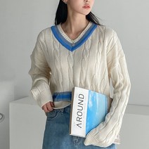 뜨개진 여성용 스마트 브이넥