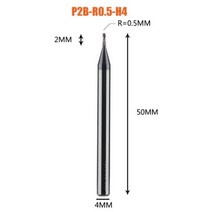 엔드밀 드릴밀 1pc 볼 노즈 엔드 밀 2 플루트 r0.5-r6.0 금속 표면 및 슬롯 가공용 cnc 엔드 밀링 커터 hrc50용 코팅, 1pc-p2b-r0.5-h4