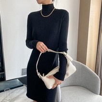 반목니트원피스 봄가을 하프기장 반폴라 스웨터 여성 풀오버 후드 골지 이너웨어 슬림핏 베이스 x2개 2042871229