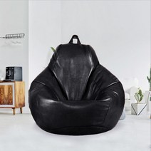 LUCKYSAC 1인용 가죽빈백 소파 스툴, 빈백-브라운