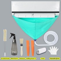 에어컨 청소 가방 키트 누수 방지 에어컨 청소 커버 배수관 포함 청소 도구 풀 세트, Upgrade C