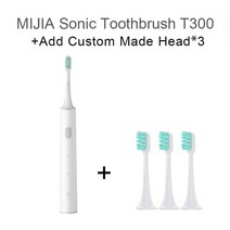 XIAOMI-미지아 T300 무선 전동 칫솔 스마트 소닉 브러시 울트라 미백 치아 진동기 구강 위생 클리너 2021, 04 Custom Made Heads x3