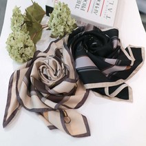 메리앤유 2장세트 링체인패턴 실크라이크 정사각 쁘띠스카프 54cm x 54cm