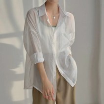 블라우스쇼핑몰 봄블라우스 Zadily-2022 여름 긴 소매 쉬폰 흰색 셔츠 여성 투명한 단추 보호 숙녀 블라우스 해변 여성 의류
