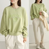 [여시몰6051국내제작]자수 쮸리 기본 맨투맨/봄 여성 파스텔톤 퍼프 기본티 미니 크롭 데일리 캐주얼 청바지 통바지 반바지 트레이닝복 코디