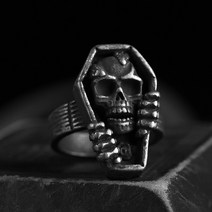저스트윈 Onlysda- 남성용 칼바륨 해골 반지 316L 크로스 고딕 스테인레스 스틸 바이커 Anel 바이크 오토바이 밴드 주얼리 선물