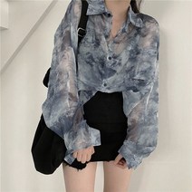 [B048] 나염디자인 쉬폰 블라우스