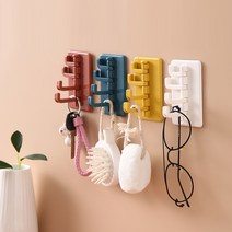 4단 컬러 후크 소품걸이 보관 수납 후크 가방고리 사원증 차키 마스크 핸드폰 현관 욕실 다용도 인테리어, 옐로