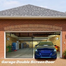 더블 차고 스크린 도어 496.82 * 216.41cm 강력한 자석 차고 도어 넷 매쉬 가중 바닥 헤비 듀티 파이버 글라스 더블 분리 롤업 스크린 도어, 이중 차고 스크린 도어