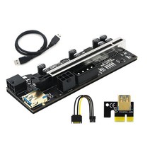 PCI E 그래픽 카드 확장 케이블 어댑터 USB3.0 어댑터 카드 PCI-E 1X 4X 8X 16X Extender Adapter SATA 15PIN ~ 6 핀